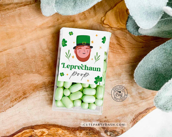 Editable Leprechaun Poop Mint Treat labels, St. Patrick's day gift Tic Tac Mint labels - Instant Download