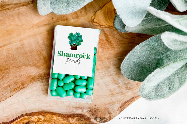 Modern Minimalist St. Patricks day shamrock Seeds Tic Tac Mint labels - Instant Download