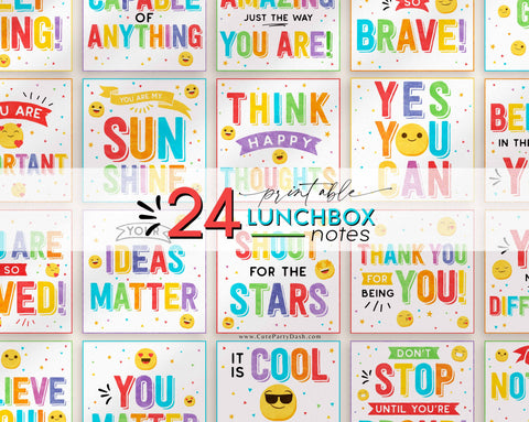 Lunchbox Notes for Kids, Motivational Lunchbox cards - Instant Download