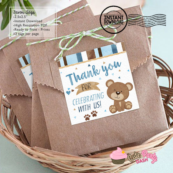 Little Brown Bear Baby Shower Printable Decorations - Digital Download