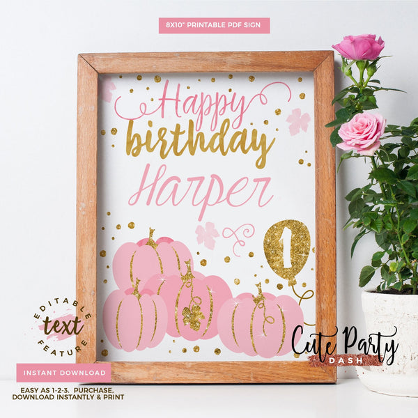 Our Little Pumpkin Birthday Invitation girl - Digital Download - Cute Party Dash