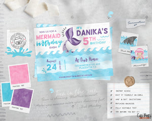 Mermaid Birthday Invitation - Digital Download - Cute Party Dash