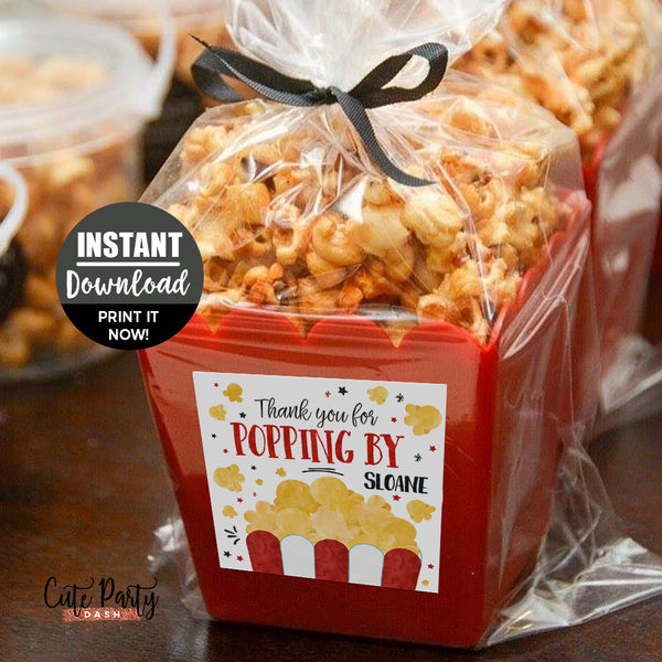 Popcorn Movies Birthday Party Favor Tags - Digital Download