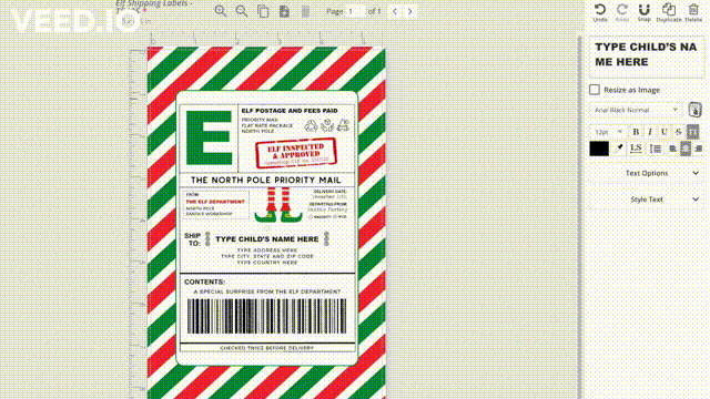 EDITABLE Elf North Pole Shipping Label Santa Mail Instant Download – Cute Party Dash for Free Printable North Pole Shipping Labels
