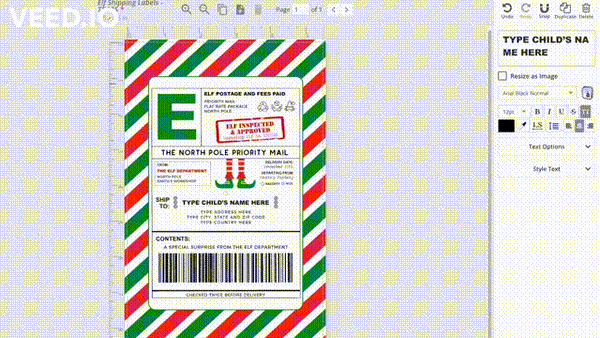 EDITABLE Elf North Pole Shipping Labels, Santa Mail, Christmas Mail Sticker From Santa - Instant Download