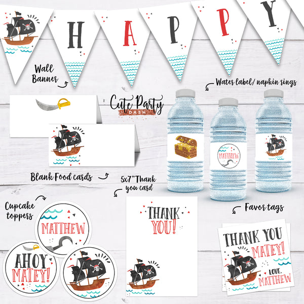 Pirate Birthday Party Chalkboard Sign Milestone Baby Poster - Digital Download