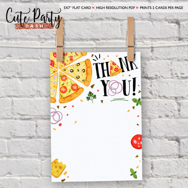 Pizza Party Birthday Party thank you card
