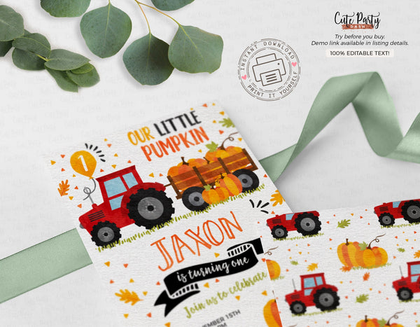 Our Little Pumpkin Birthday Party Invitation - Digital Download - Cute Party Dash
