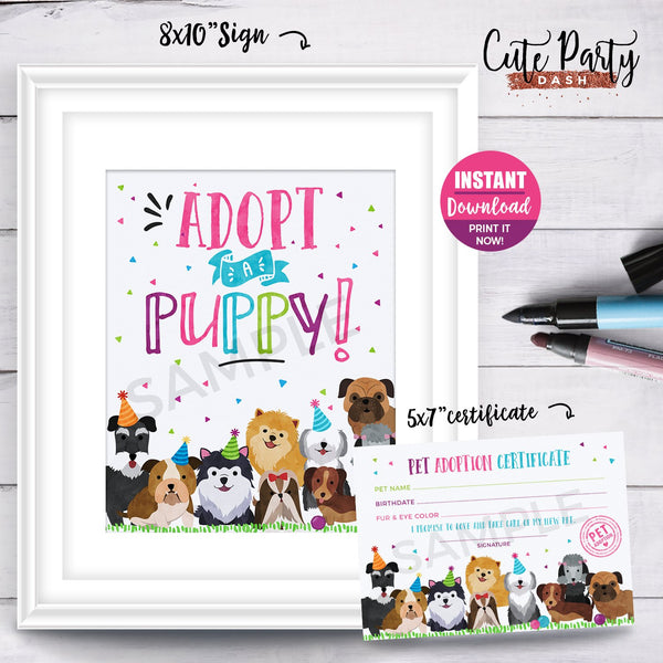 Puppy Birthday Party Invitation - Digital Download - Cute Party Dash