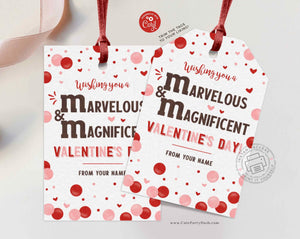 Editable Wishing you a Marvelous and Magnificent Valentine's Day gift tag - Instant Download