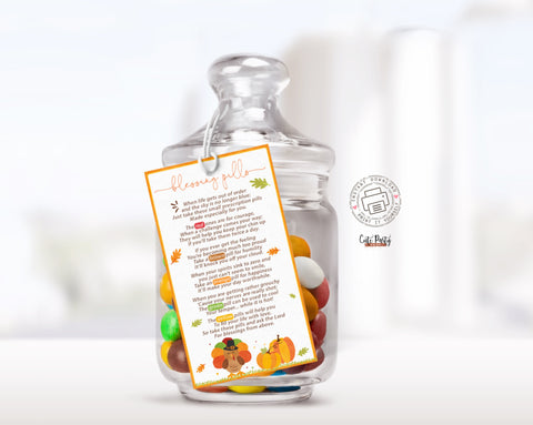 Thanksgiving M&M Blessing pills Tag - Digital Download