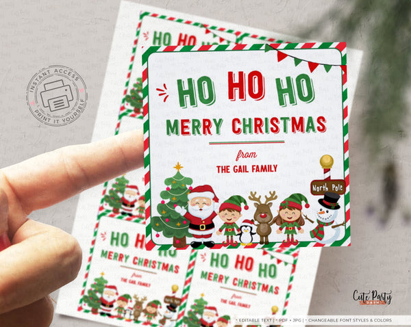 Santa Claus Ho Ho Ho Gift Tags - Instant Download