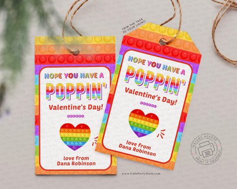 Valentine Pop It Fidget Toy Valentine's Day Gift Tag - Digital Download