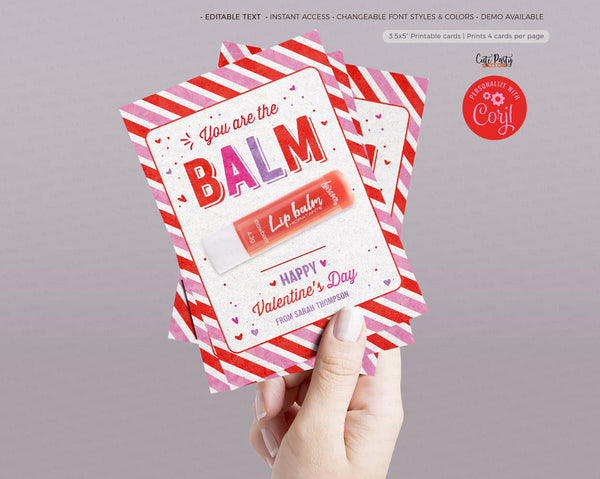 You're The Balm Valentine Lip balm holder Valentine's Day Gift Tag - Digital Download