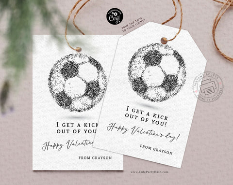 Soccer ball Valentine's Day Kids Gift Tags - Digital Download