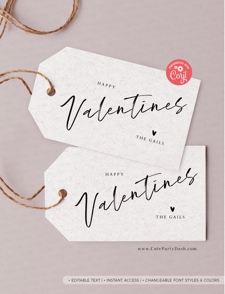 Modern Calligraphy Happy Valentines Day Gift Tag - Digital Download