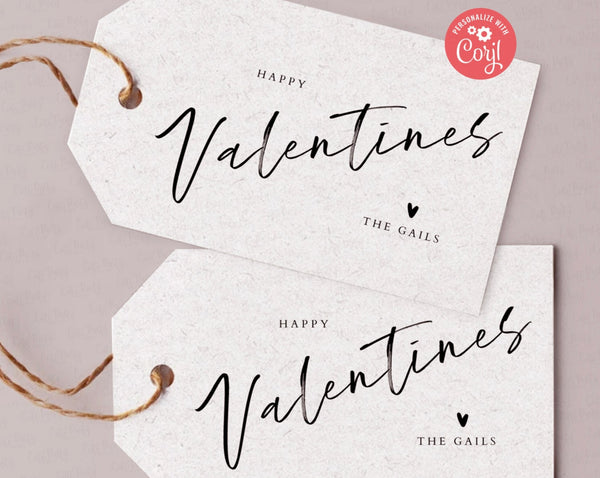 Modern Calligraphy Happy Valentines Day Gift Tag - Digital Download
