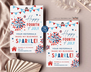 Realtor Fourth of July Pop by Gift Tag