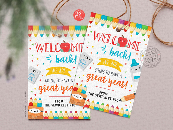 Welcome Back To School Gift Tag, First day of school Tag - Digital Download