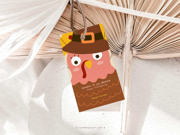 Gobble 'Til You Wobble Gift Tag, Thanksgiving Favor Tag - Instant Download