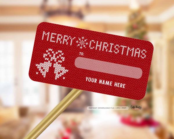 Ugly Sweater Christmas Gift Tag, Santa Mail, Christmas Mail Sticker From Santa - Instant Download