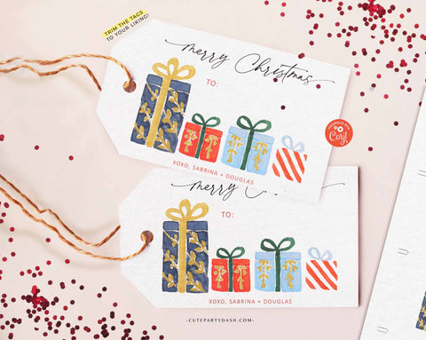 Christmas Calligraphy Merry Christmas gift Tag - Instant Download