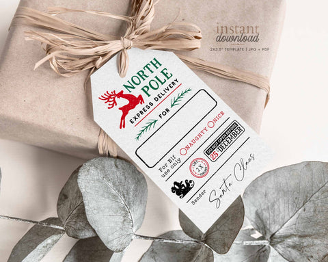 Christmas North Pole Express Gift Tag, Naughty Nice list approved Tag - Instant Download