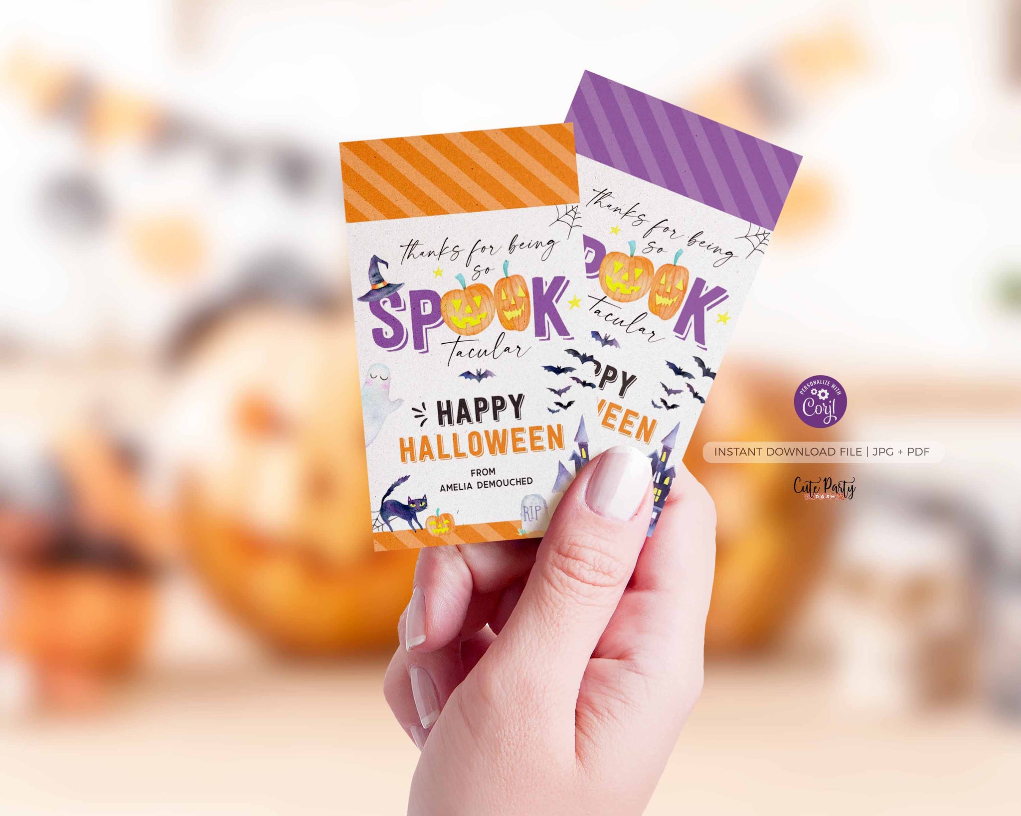 Thank you for being spooktacular Teacher tag, Halloween Gift tag - Digital Download