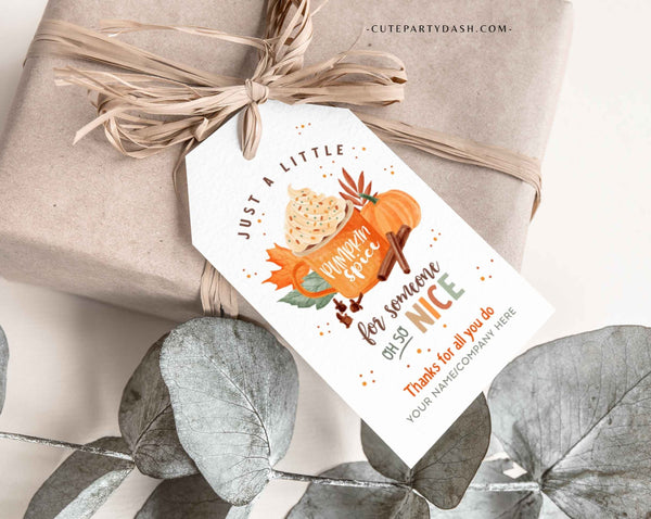 Pumpkin Spice for Someone Nice Gift Tag, Thanksgiving Thank You Tag - Instant Download