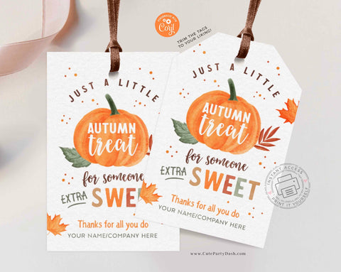 Autumn Treat for Someone Extra Sweet Gift Tag, Thanksgiving Thank You Tag - Instant Download