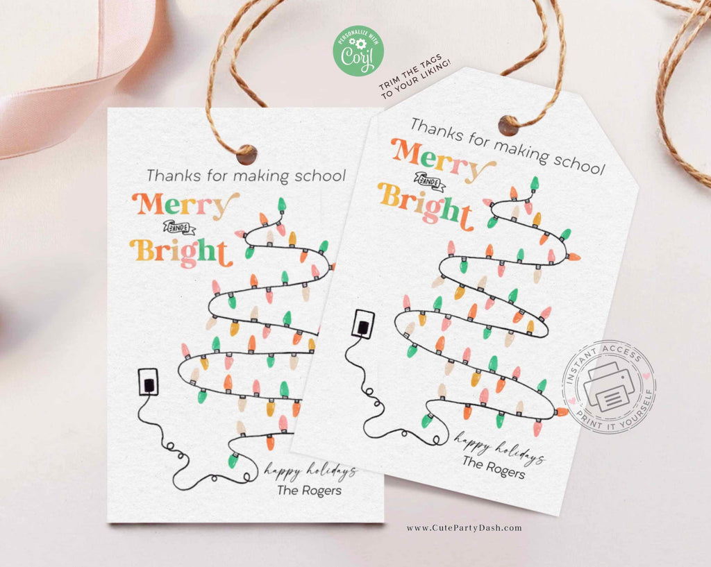Merry and Bright Printable Gift Tags