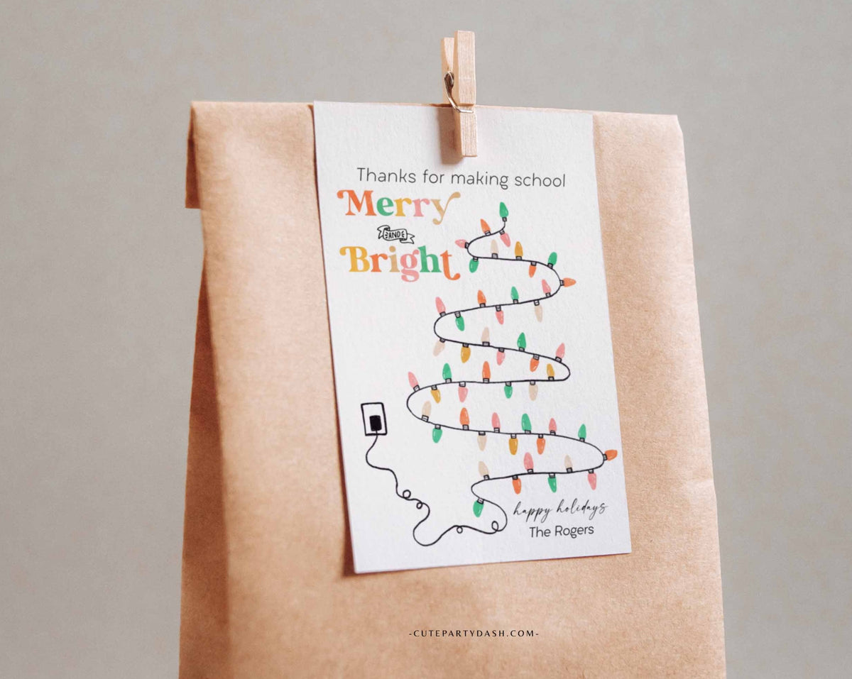 Thanks for making school Merry and Bright Christmas Gift Tag - Instant ...