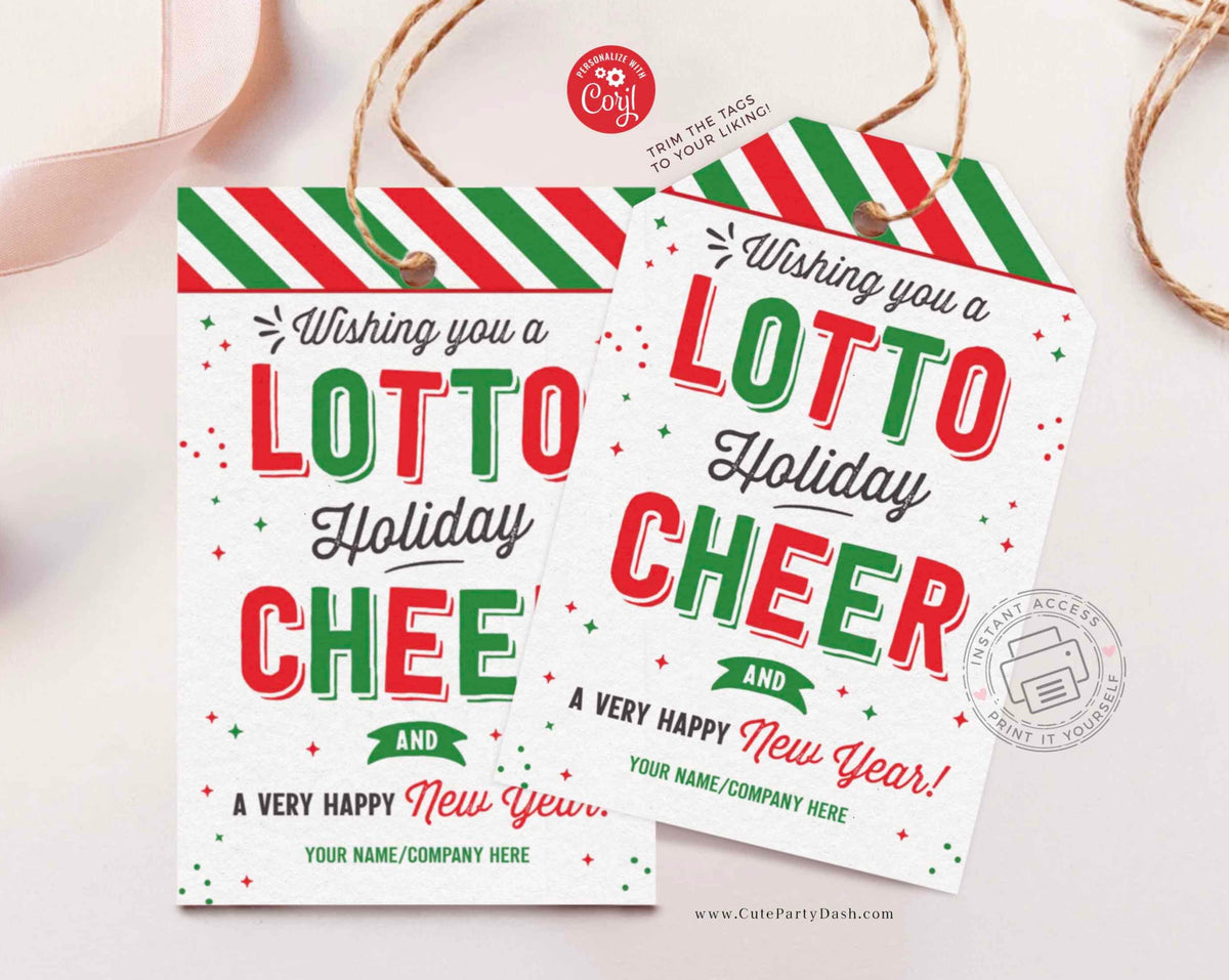 Christmas Wishing you a Lotto Holiday Cheer Gift Tag Instant Downloa