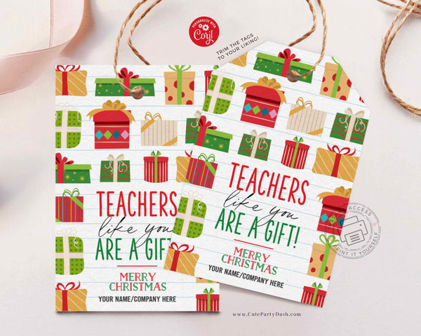Christmas Teachers make spirits bright gift tag - Instant Download