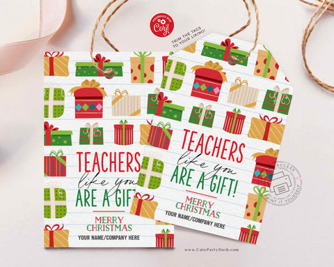 Christmas Teachers make spirits bright gift tag - Instant Download
