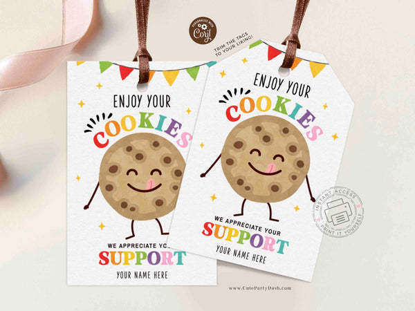 Editable Enjoy your Cookies Gift Tag, Cookie Thank You Tags - INSTANT Download