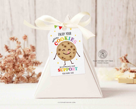 Editable Enjoy your Cookies Gift Tag, Cookie Thank You Tags - INSTANT Download