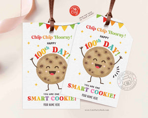 Editable 100th Day of School gift Tag Cookie 100 days of school - INSTANT Download