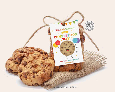 Editable Good Luck Competition Printable Gift Tag, Cookie Chip Chip Hooray,  - INSTANT Download