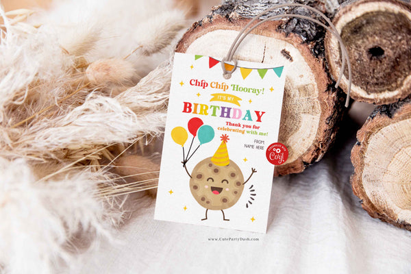 Chip Chip Hooray Birthday Treat Tag, Chocolate Chip Cookie Classroom School Party - INSTANT Download