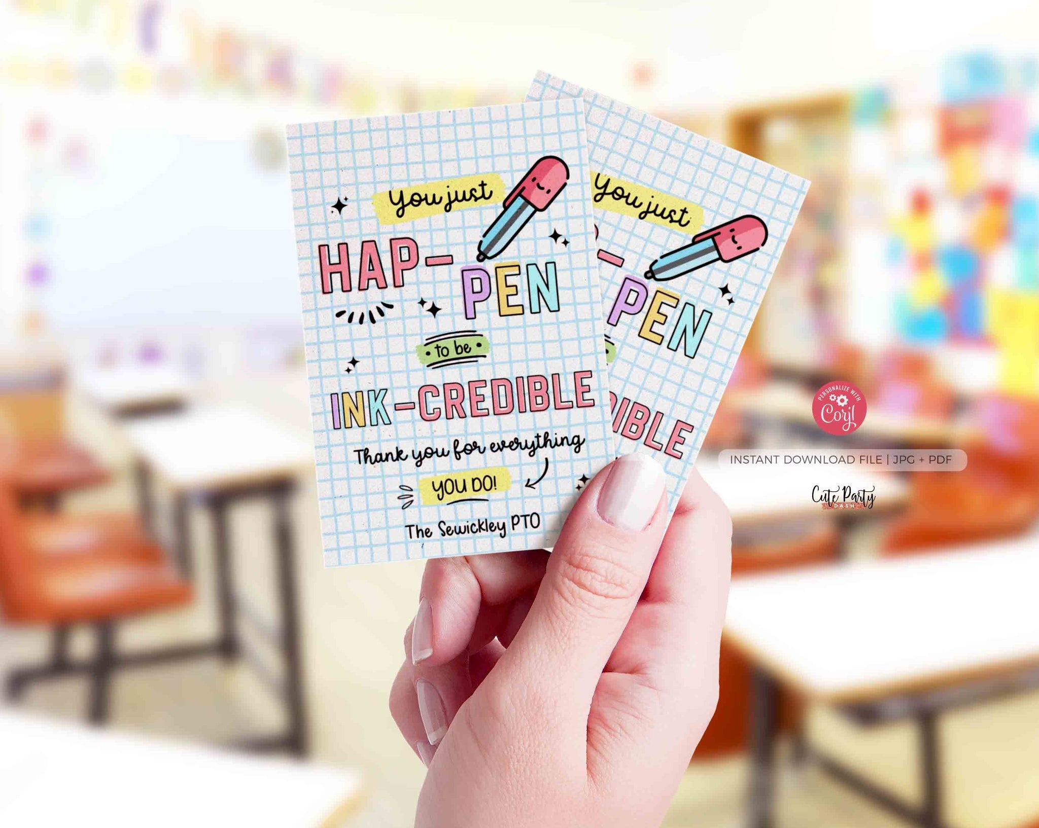 Editable You Happen To Be Ink-credible Gift Tag Template - INSTANT Download