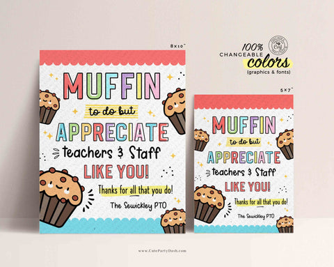 Editable Muffin To Do Appreciation Week Sign, Printable Muffin Staff Volunteer Thank You Appreciation Week - INSTANT Download