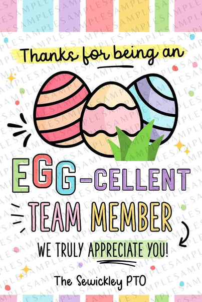 Easter Egg-cellent Team Member Teacher Staff Appreciation Treat Tag, Printable Thank You Teacher gift tag- INSTANT Download