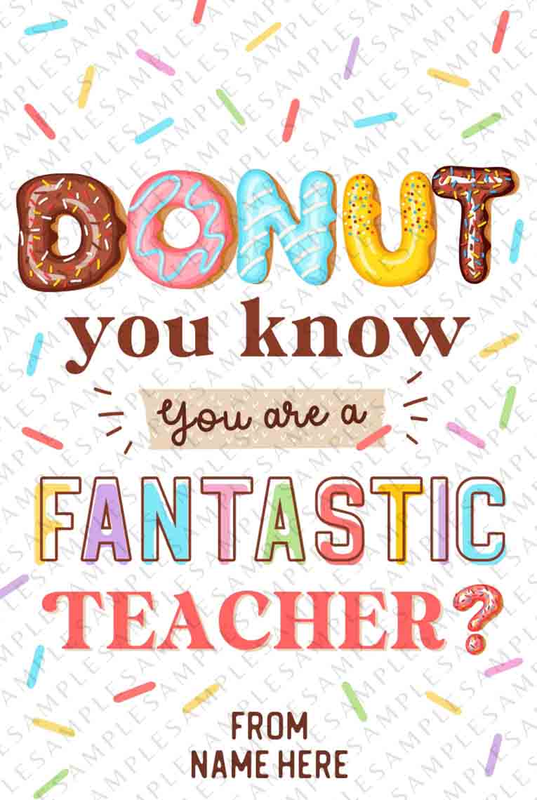 Donut You Are a Fantastic Teacher Appreciation Gift Tag – Cute Party Dash