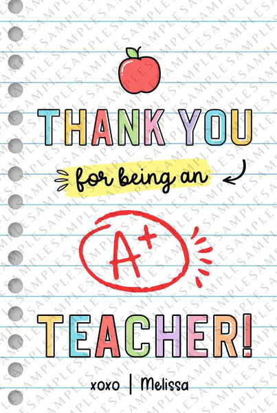 Editable Teacher Appreciation Gift Tag, Thanks for being an A+ Teacher, Staff School pto pta Nurse Appreciation Week