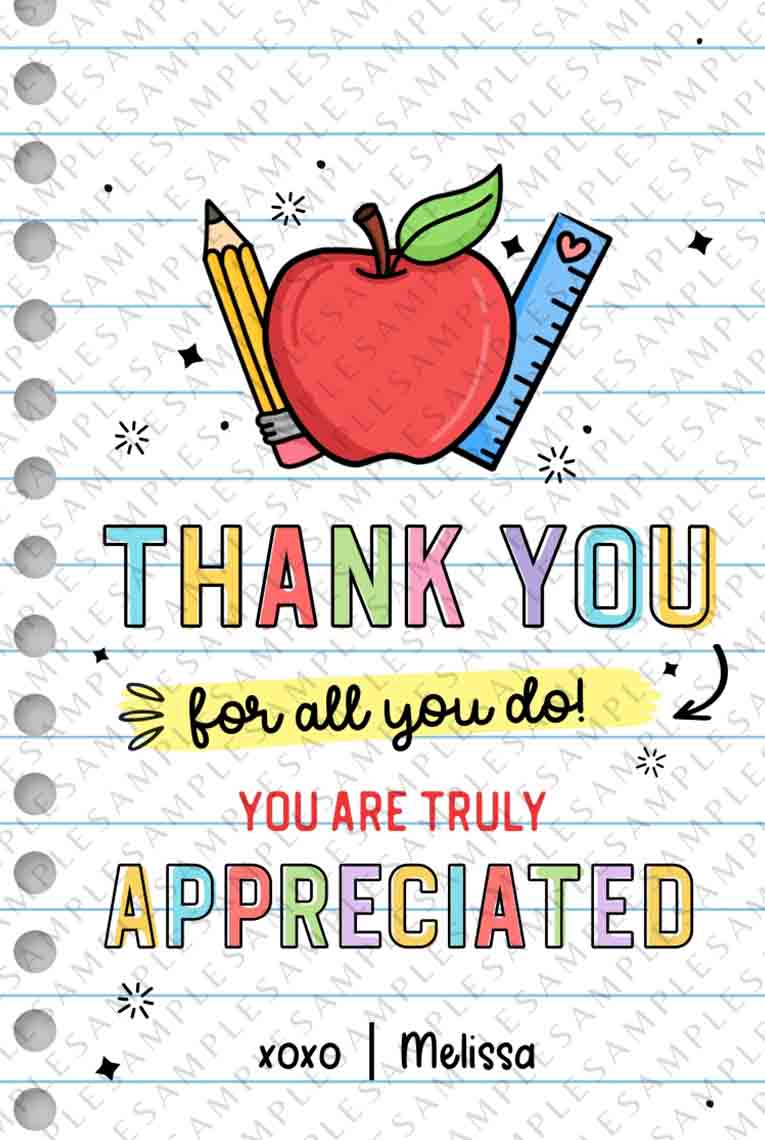 Teacher Appreciation Printable Gift Tag, Teacher Favor Tag – Cute Party Dash for Teacher Appreciation Free Printable Cards