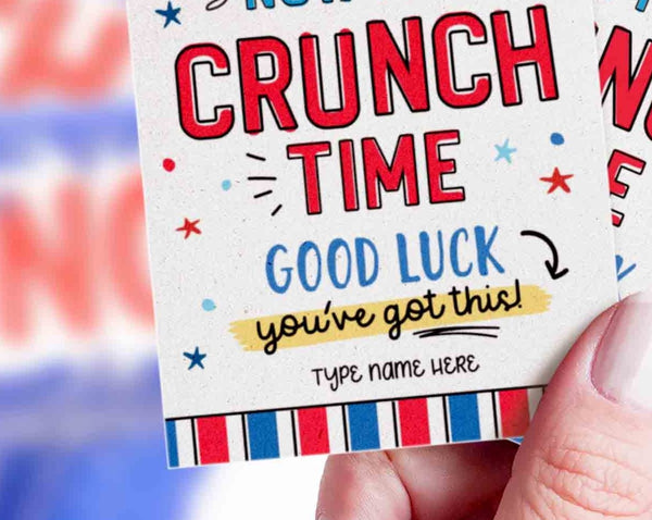 Editable Crunch Time Good Luck Printable Treat Tag, Team Competition good luck tag, Pta Pto, Test Taking Candy Pun Tag - INSTANT Download