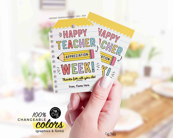Teacher Appreciation Week Gift Tag Printable Gift for Teachers Gift box Thank You Card Editable Tags INSTANT Digital DOWNLOAD Staff School