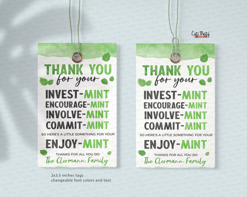 Volunteer Valentine's Day Mint Favor Tags - Digital Download