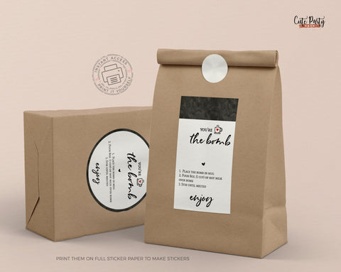 Valentine Hot chocolate Bomb Gift Tag - Digital Download